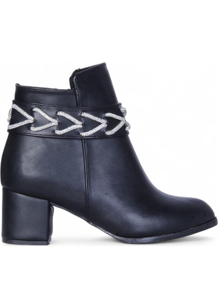 BY14 Cilt Siyah Ayışığı Kadın 7cm Topuklu Bot fiyatları
