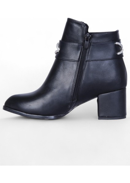 BY14 Cilt Siyah Ayışığı Kadın 7cm Topuklu Bot modelleri