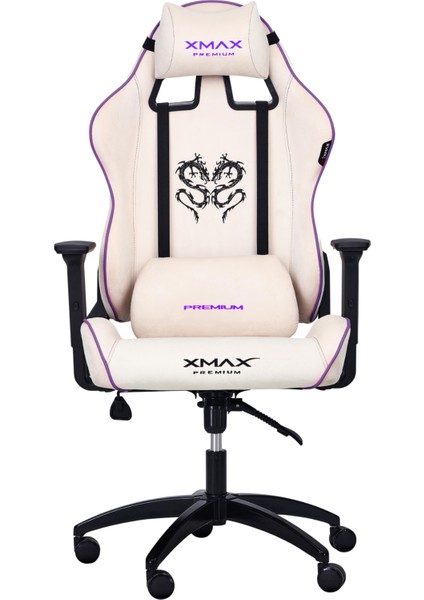 / Rio Balerion Terletmez Kadife Kumaş Beyaz Gaming Oyuncu Koltuğu / 120 kg Taşır