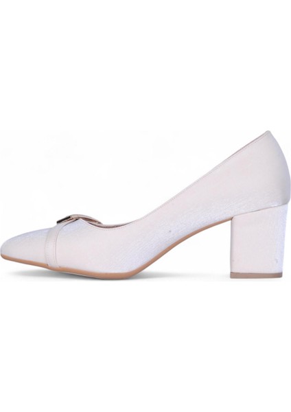 Nhr3 Krem Saten Kadın 8cm Topuklu Ayakkabı modelleri