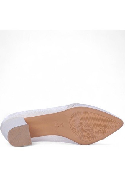 Nhr3 Krem Saten Kadın 8cm Topuklu Ayakkabı fırsatları