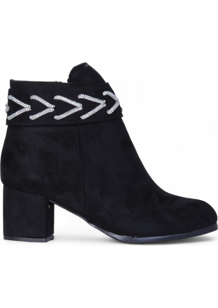 BY14 Süet Siyah Ayışığı Kadın 7cm Topuklu Bot fiyatları