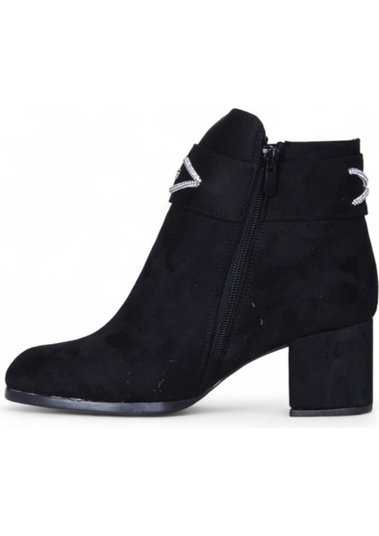 BY14 Süet Siyah Ayışığı Kadın 7cm Topuklu Bot modelleri