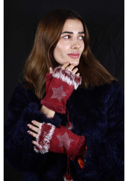 Parmaksız Tasarım Yıldız ve Parıltı Taşlı Kadın Eldiven Ayarlanır fiyatları