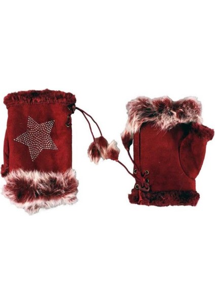 Parmaksız Tasarım Yıldız ve Parıltı Taşlı Kadın Eldiven Ayarlanır modelleri