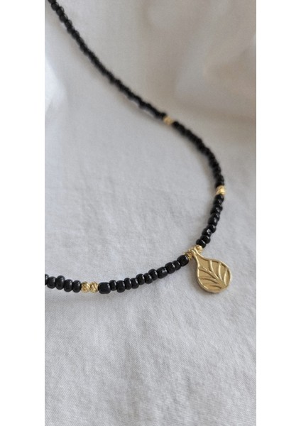 Paslanmaz Çelik Özel Tasarım Siyah Boncuk&dorika Bohem Kolye modelleri