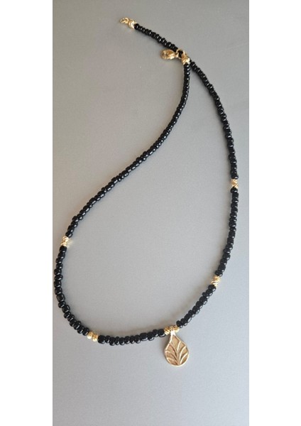 Paslanmaz Çelik Özel Tasarım Siyah Boncuk&dorika Bohem Kolye fırsatları