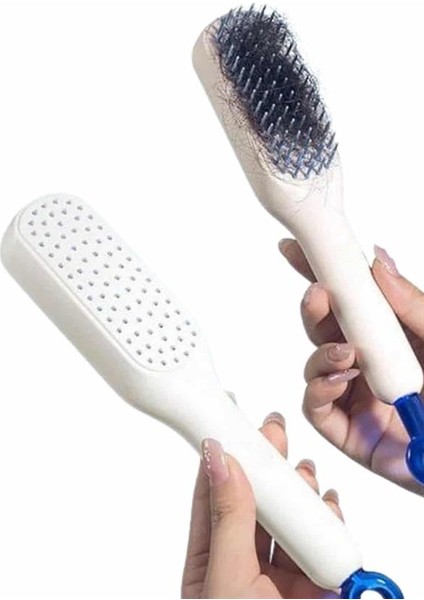 Zeroshop Silikon Yumuşak Sıkı Dişli Sihirli Geri Çekilebilir Tarak Kendini Temizleyen Saç Fırçası