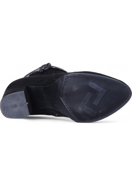 BY17 Süet Siyah Ayışığı Kadın 10CM Topuklu Bot fırsatları