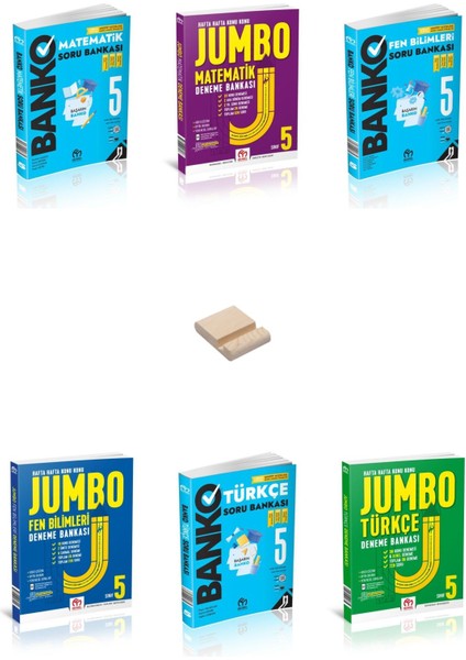 Model Eğitim 5. Sınıf Banko-Jumbo Matematik Fen Türkçe Soru ve Deneme Bankası 6lı Set + Telefon Standı