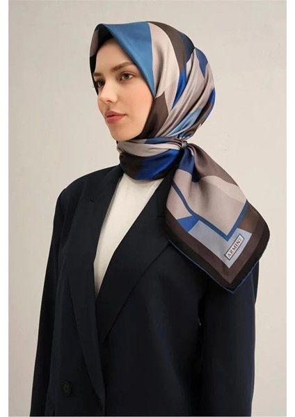 Geometrik Desenli Sura Saf Ipek Eşarp - 8834D 58