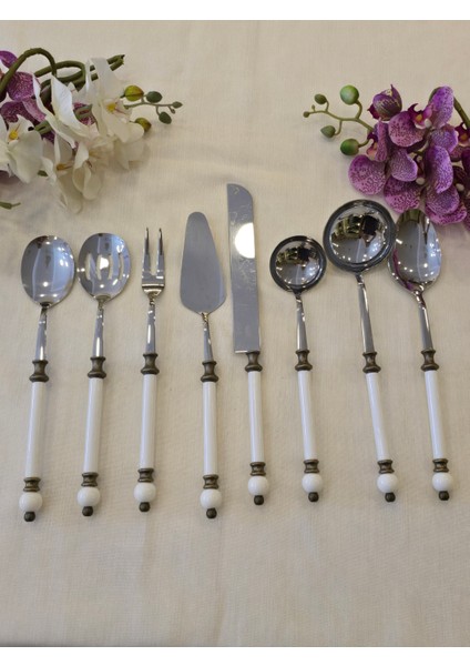 8 Parça Rustik Porselen Servis Kaşık Seti Antik fiyatları