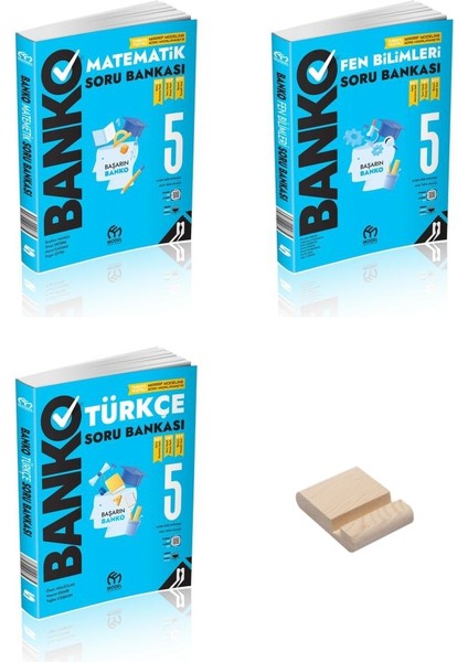 Model Eğitim 5. Sınıf Banko Matematik Fen Bilimleri ve Türkçe Soru Bankası 3lü Set + Telefon Standı