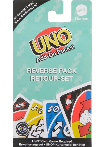 Uno Add-On Ters Paket Oyunlar, Çocuklar ve Yetişkinler Için, Aile Oyun Akşamları Için, Seyahat Oyunu Olarak Veya 2 Ila 10 Oyuncu Için Cazip Bir Hediye Olarak Kullanılabilir, 7 Yaşından Itibaren