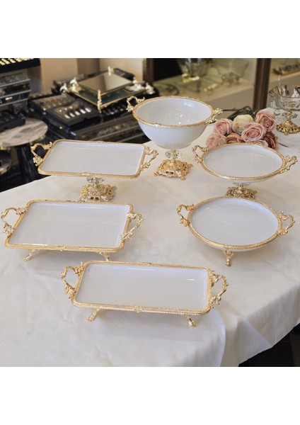 6 Parça Porselen Sunum Seti Gold