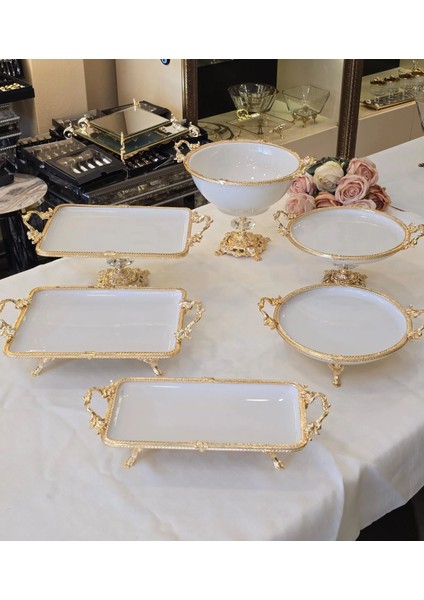 6 Parça Porselen Sunum Seti Gold fiyatları