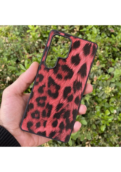 Samsung Galaxy S23 Ultra Kılıf Leopar Desenli Içi Kadife Kapak