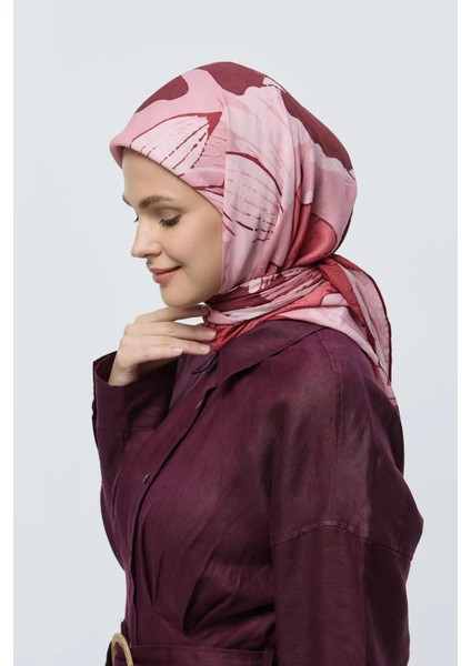 Şakayık Desen Bambu Eşarp - Bordo modelleri