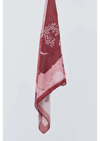 Şakayık Desen Bambu Eşarp - Bordo fırsatları