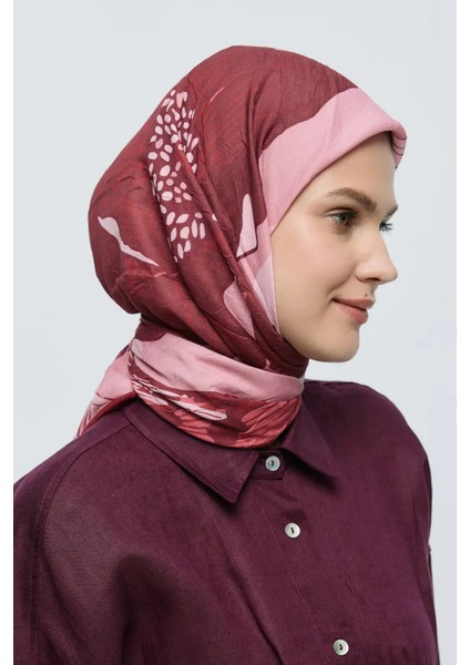 Şakayık Desen Bambu Eşarp - Bordo indirimleri