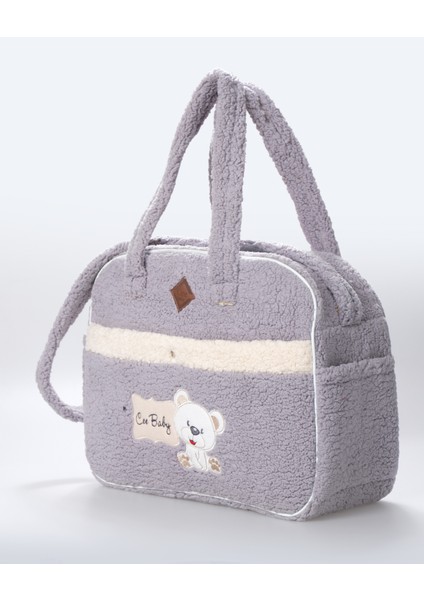 Kuzu kumaş bebek bakım çantası gri