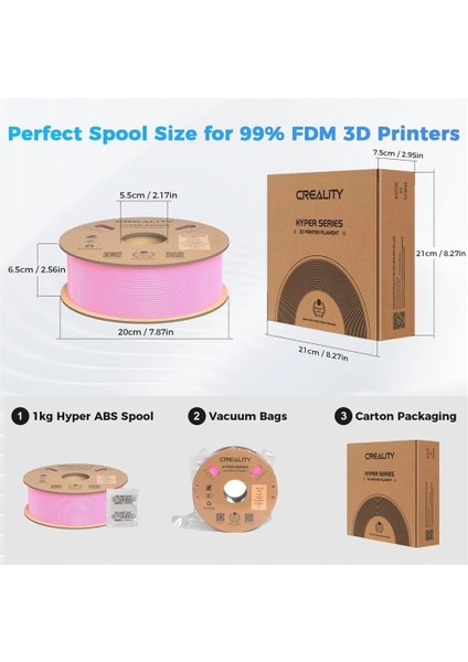 Hyper Abs Pembe Filament 1.75MM 1000GR - Urhanshop Yetkili Satış modelleri