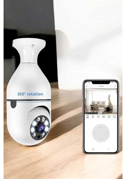 Zeroshop Güvenlik Kamerası Wifi Kamera Duylu Ev Kamerası Wifi Bağlantılı Dönebilen