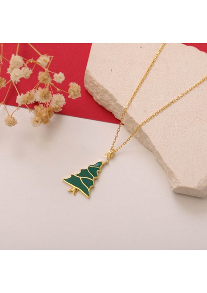 925 Ayar Gümüş Yılbaşı Hediyesi Mineli Çam Ağacı Kolye modelleri