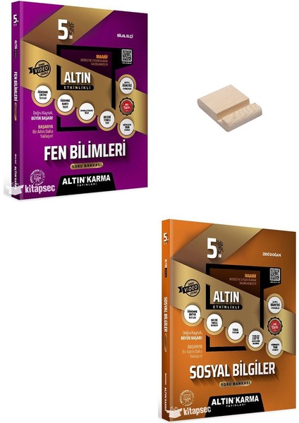 Altın Karma 5. Sınıf Fen Bilimleri ve Sosyal Bilgiler Etkinlikli Soru Bankası + Telefon Standı