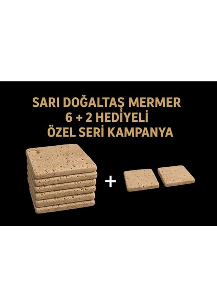 Doğaltaş Sarı Mermer Bardak Altlığı 6+2 Hediyeli Set – Şık ve Dayanıklı fiyatları