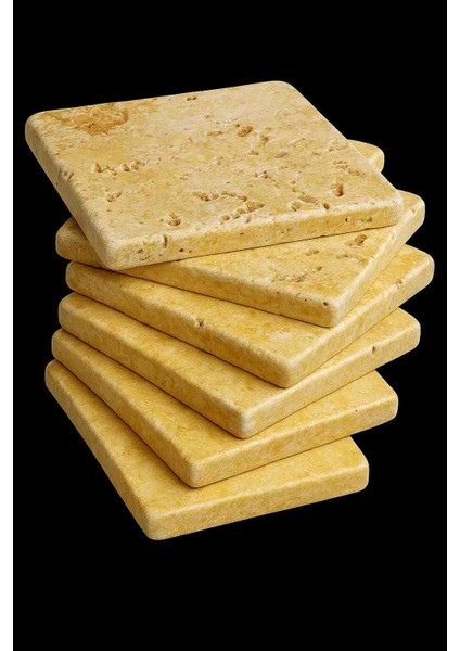 Doğaltaş Sarı Mermer Bardak Altlığı 6+2 Hediyeli Set – Şık ve Dayanıklı modelleri