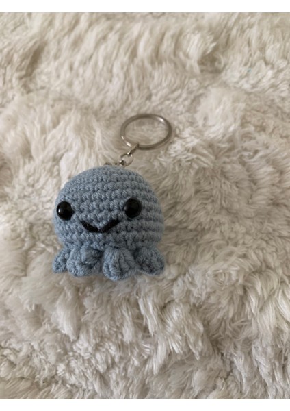 Örgü Ahtapot Anahtarlık / Çanta Süsü / Mavi modelleri