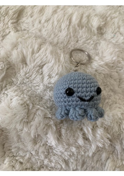 Örgü Ahtapot Anahtarlık / Çanta Süsü / Mavi fırsatları