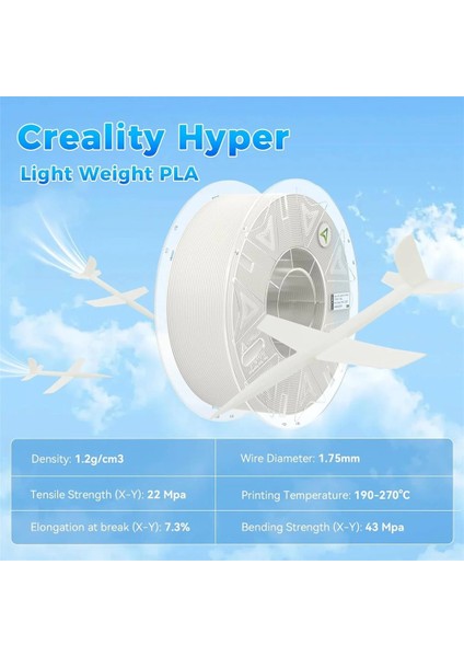 Hyper Lw Light Weight Hafif Pla Beyaz 1.75MM 1kg Filament indirimleri