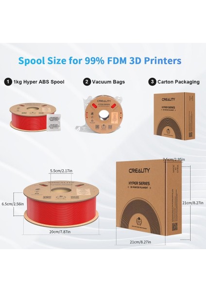 Hyper Abs Kırmızı Filament 1.75MM 1000GR - Urhanshop Yetkili Satış fiyatları