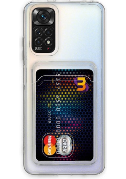 Redmi Note 11S Kılıf Kart Hazneli Şeffaf Silikon Kapak