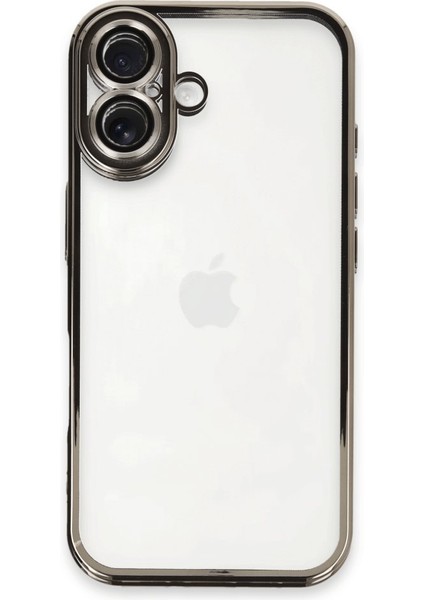 iPhone 16 Kılıf Kamera Lens Korumalı Razer Lens Silikon Kapak - Titanyum Gri