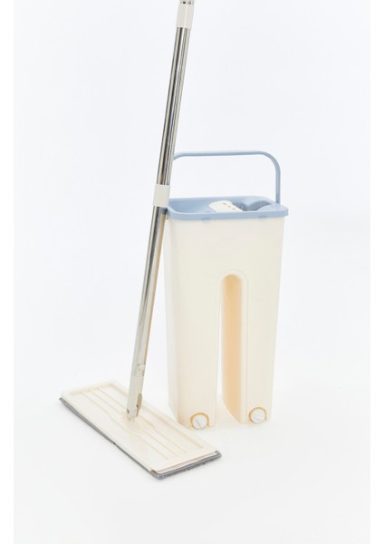 Çift Hazneli Flat Mop Seti – Mikrofiber Bezli, Sıkmalı, Paslanmaz Çelik Saplı Temizlik Kovası