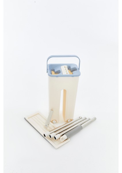 Çift Hazneli Flat Mop Seti – Mikrofiber Bezli, Sıkmalı, Paslanmaz Çelik Saplı Temizlik Kovası