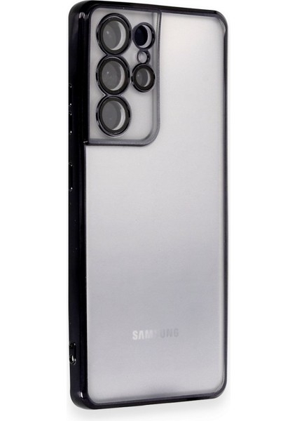 Samsung Galaxy S21 Ultra Kılıf Kamera Lens Korumalı Razer Lens Silikon Kapak - Siyah
