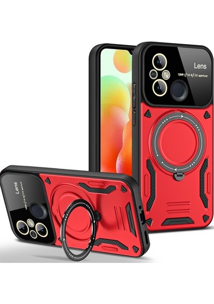 Redmi 12C Kılıf Tam Koruma Sağlayan Manyetik Standlı Tank Silikon Kapak Ryc/joy Lens