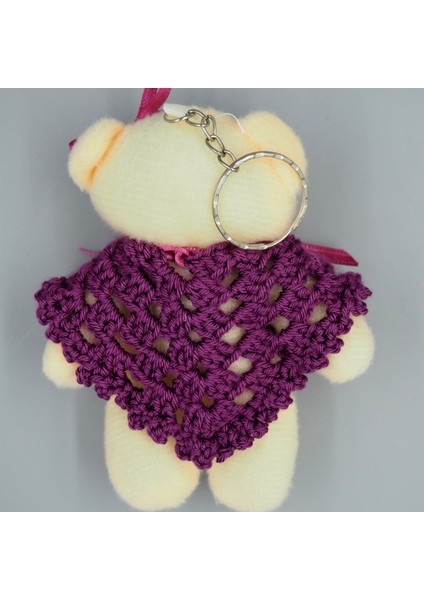 Sevdiğinize Özel Ayıcık Anahtarlık ve Doğal Amatist Taşlı Bileklik Hediye Seti