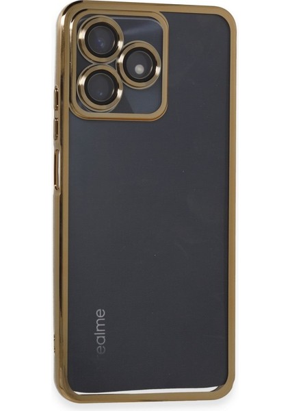 Realme C53 Kılıf Kamera Lens Korumalı Razer Lens Silikon Kapak - Gold
