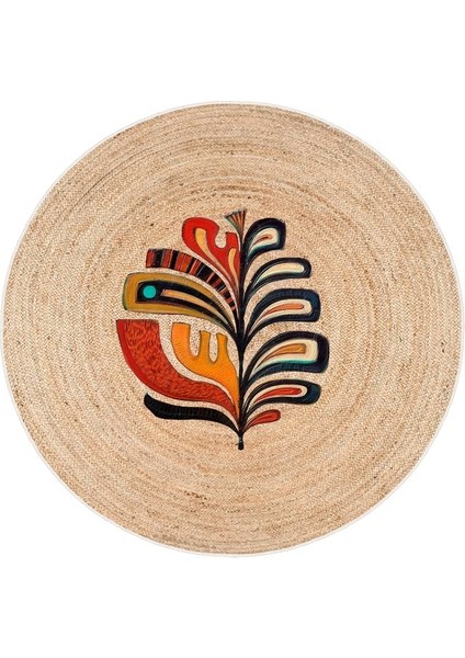 Zeminde Doğanın Ruhu: Renkli Motifli Hasır Görünümlü Kaymaz Taban Halı fırsatları