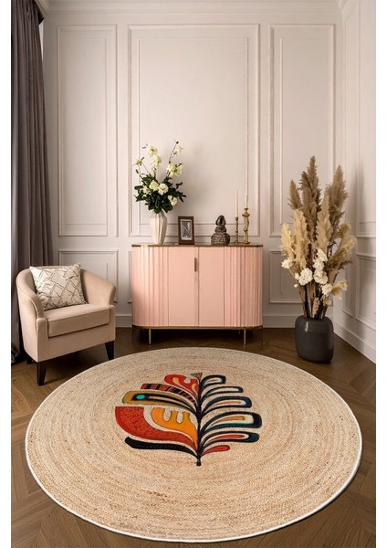 Zeminde Doğanın Ruhu: Renkli Motifli Hasır Görünümlü Kaymaz Taban Halı