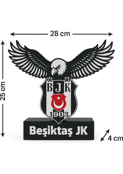Beşiktaş Jk 1903 Kartal Logolu 3D Masa Üstü Dekor – Taraftar Hediyesi Siyah Beyaz