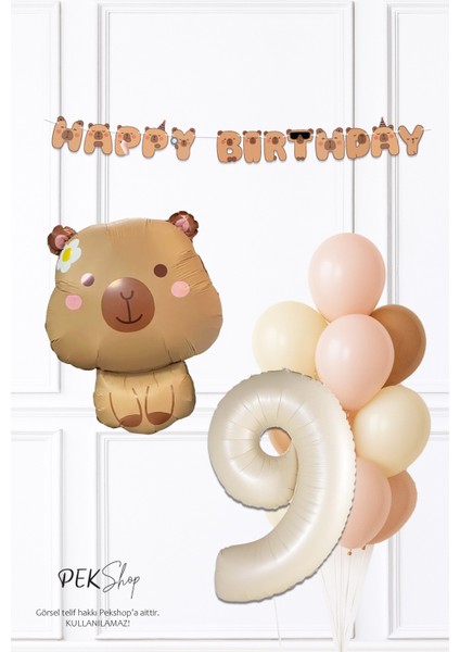 Kapibara Tema Doğum Günü Balon ve Banner Süsleme Seti Capybara Konsept