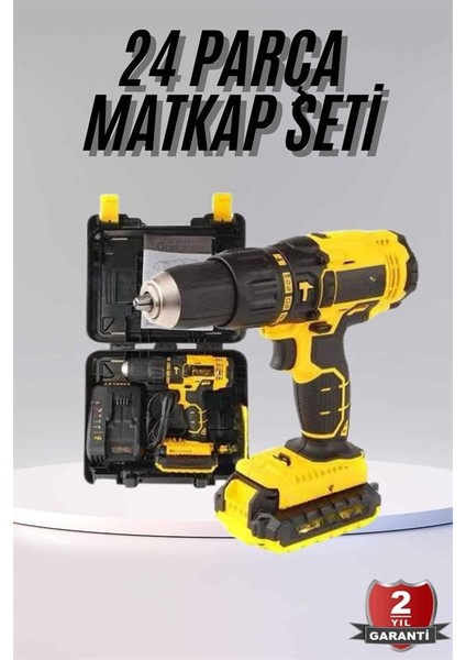 Zeroshop Profesyonel Çift Bataryalı Akülü Vidalama Şarjlı Matkap 24 Parça fiyatları