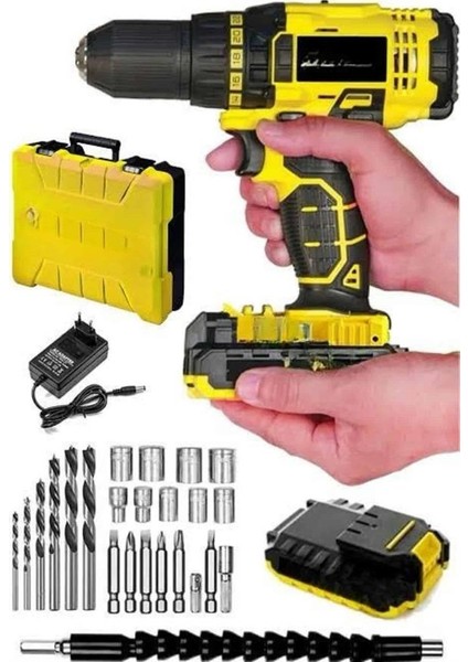 Zeroshop Profesyonel Çift Bataryalı Akülü Vidalama Şarjlı Matkap 24 Parça fırsatları