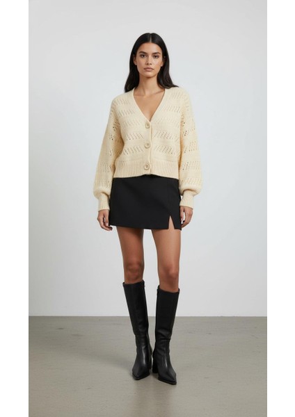 Kadın Oversize Düğmeli Örgü Hırka